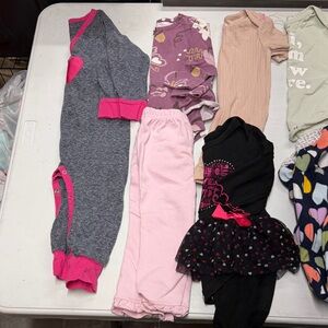 Baby Clothing Bundle with Pink and Gray Onesie
